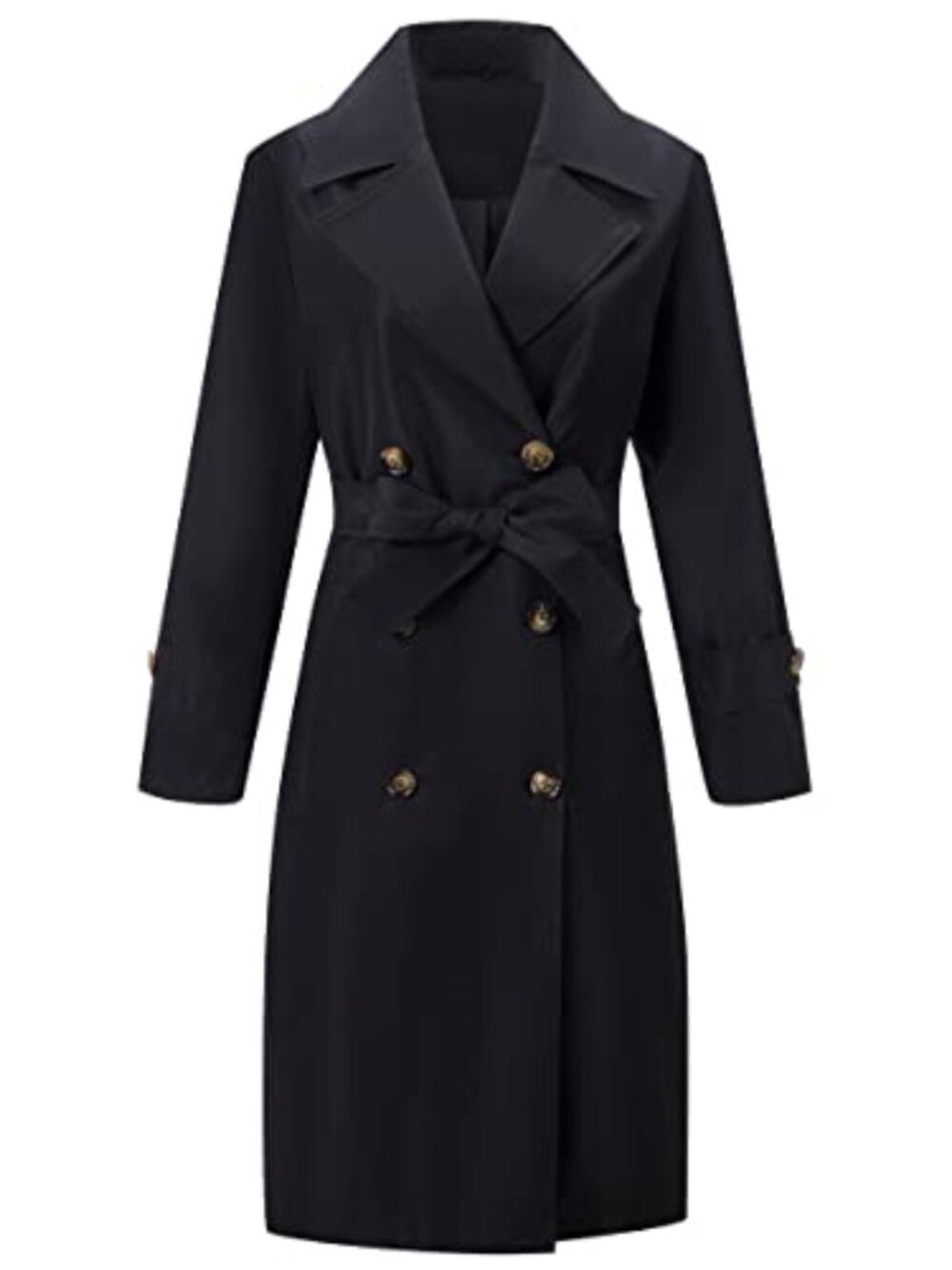 Double-Breasted Water Resistant Trench Coat Women Loose Fit Long Sleeve Lapel